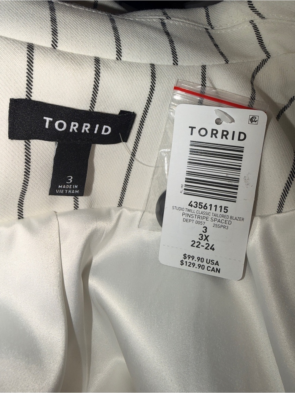 Torrid Studio Twill Classic Tailored Blazer Pinstripe Spaced - Picture 4 of 9
